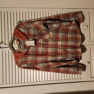 EXCLUSIVE  PLAID FLANNEL HOODIE SIZE LARGE NEW WITH TAG